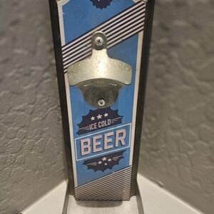 Ice Cold Beer Hanging Bottle Opener Sign